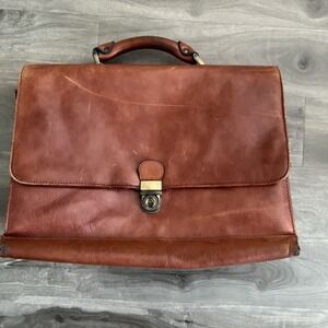 Avenues America Vintage Leather Briefcase Portfolio Messenger Bag brown